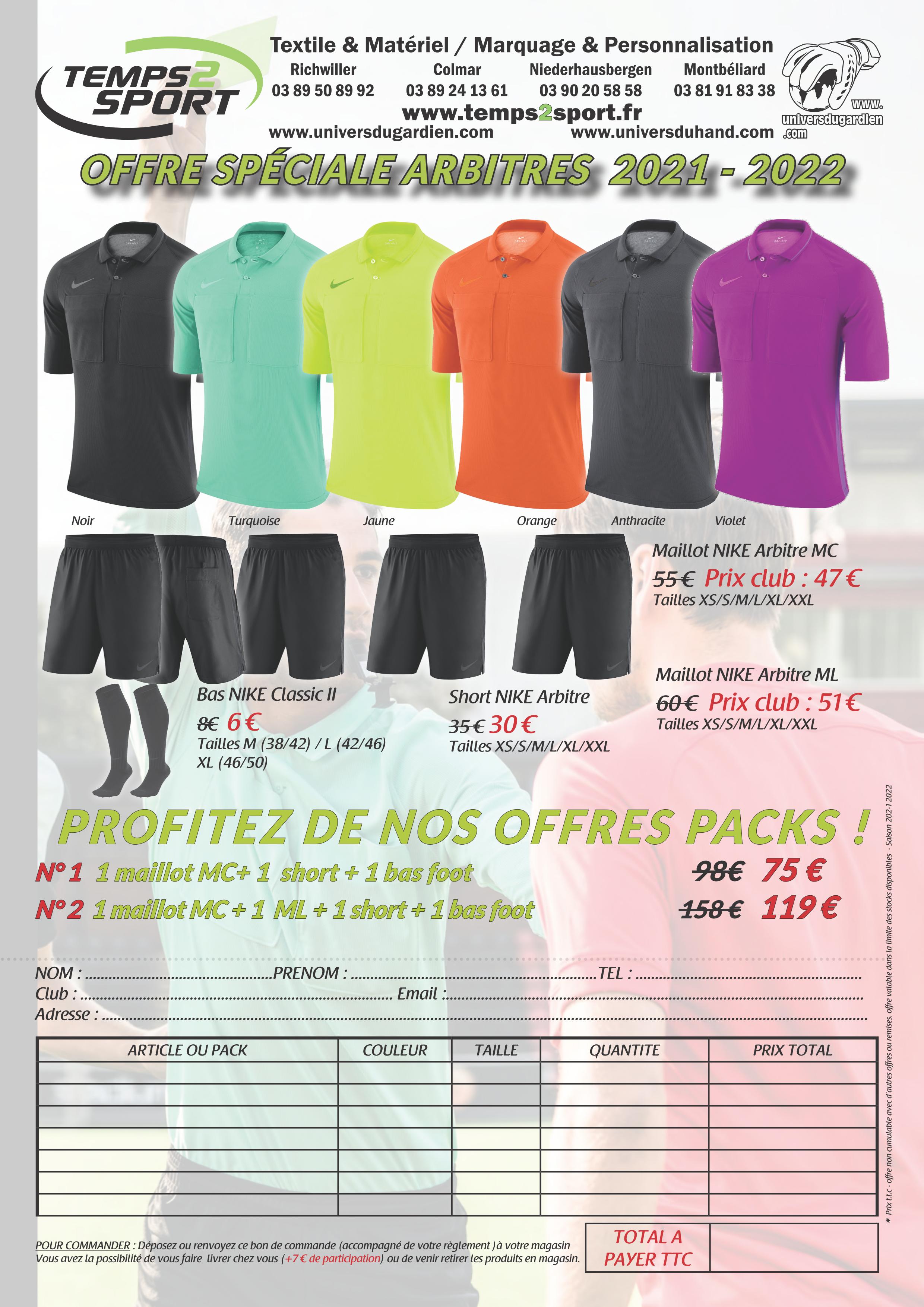arbitres_foot_2021 Bon de commande Temps 2 sport Arbitrage Football