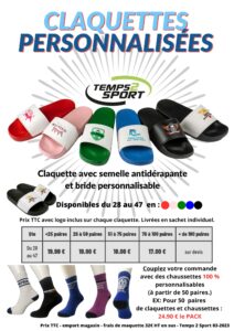 claquettes personnalisées temps 2 Sport