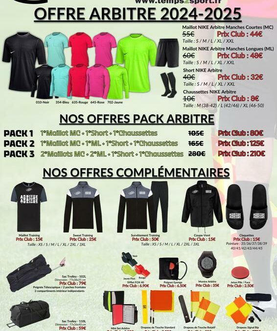 Commandez Vos Maillots Arbitres 2024-25 Chez Temps 2 Sport