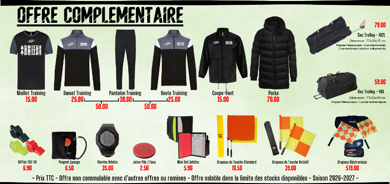 Toutes les tenues pour arbitres de football chez TEMPS 2 SPORT