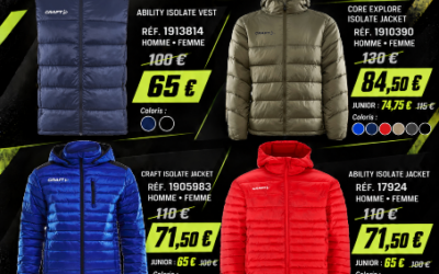 Vestes CRAFT −35 % + bonnet offert | Temps 2 Sport